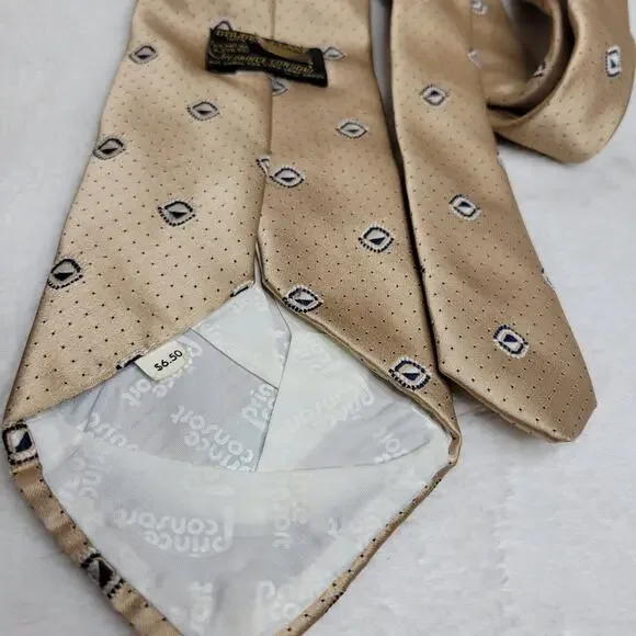 VTG 70s Golden Clasp by Prince Consort Gold Wide Kipper Polyester Point Neck Tie - Picture 8 of 12